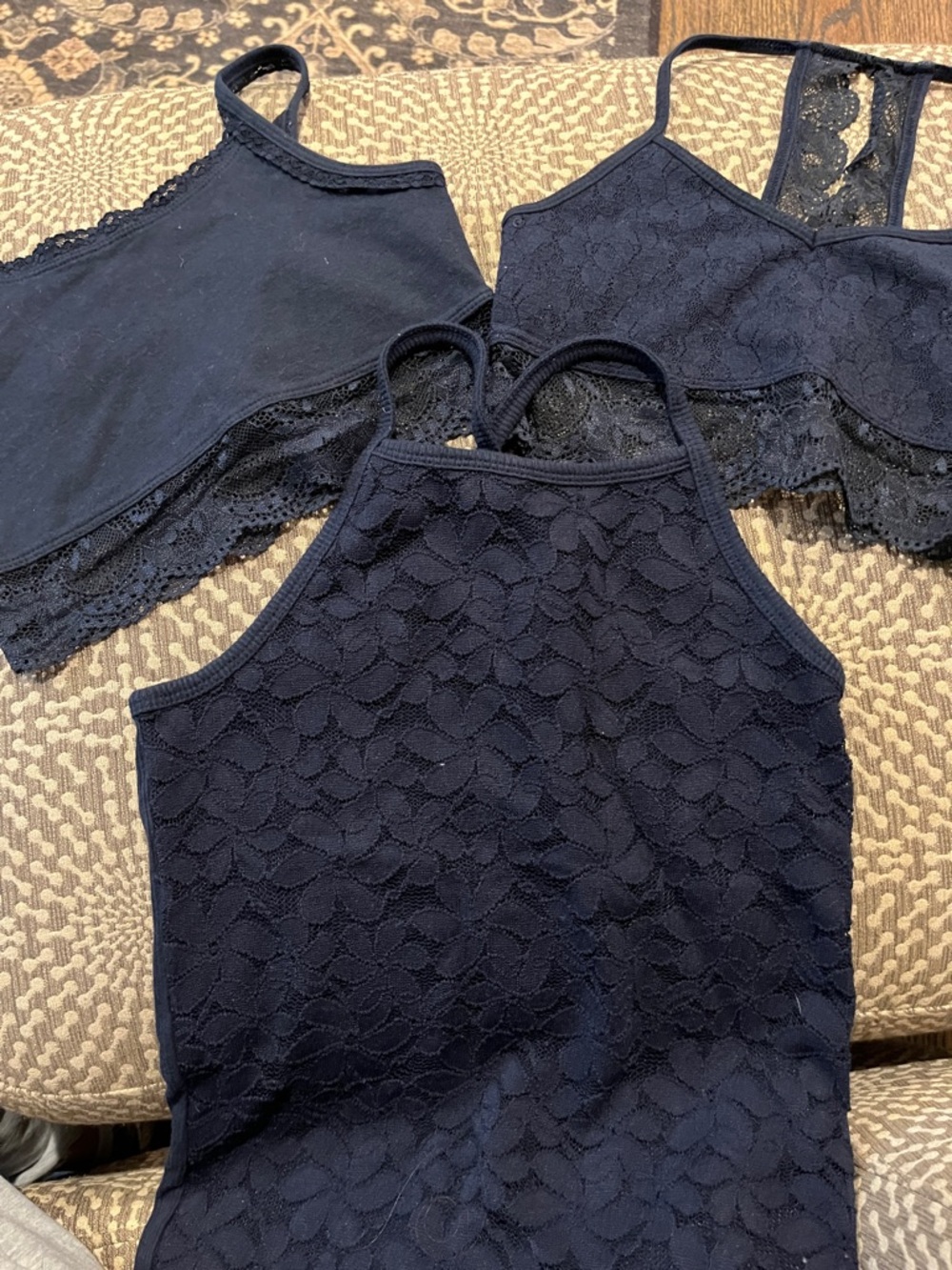 Abercrombie kids bundle-Dark Navy 2 Lace Halter Bralettes & Tank sz 9/10